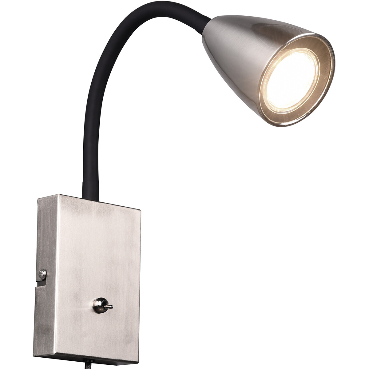 LED Wandspot - Wandverlichting - Trion Wolly - GU10 Fitting - 1-lichts - Rechthoek - Mat Nikkel - Aluminium product afbeelding