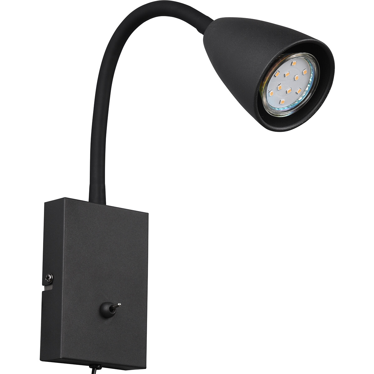 LED Wandspot - Wandverlichting - Trion Wolly - GU10 Fitting - 1-lichts - Rechthoek - Mat Zwart - Aluminium