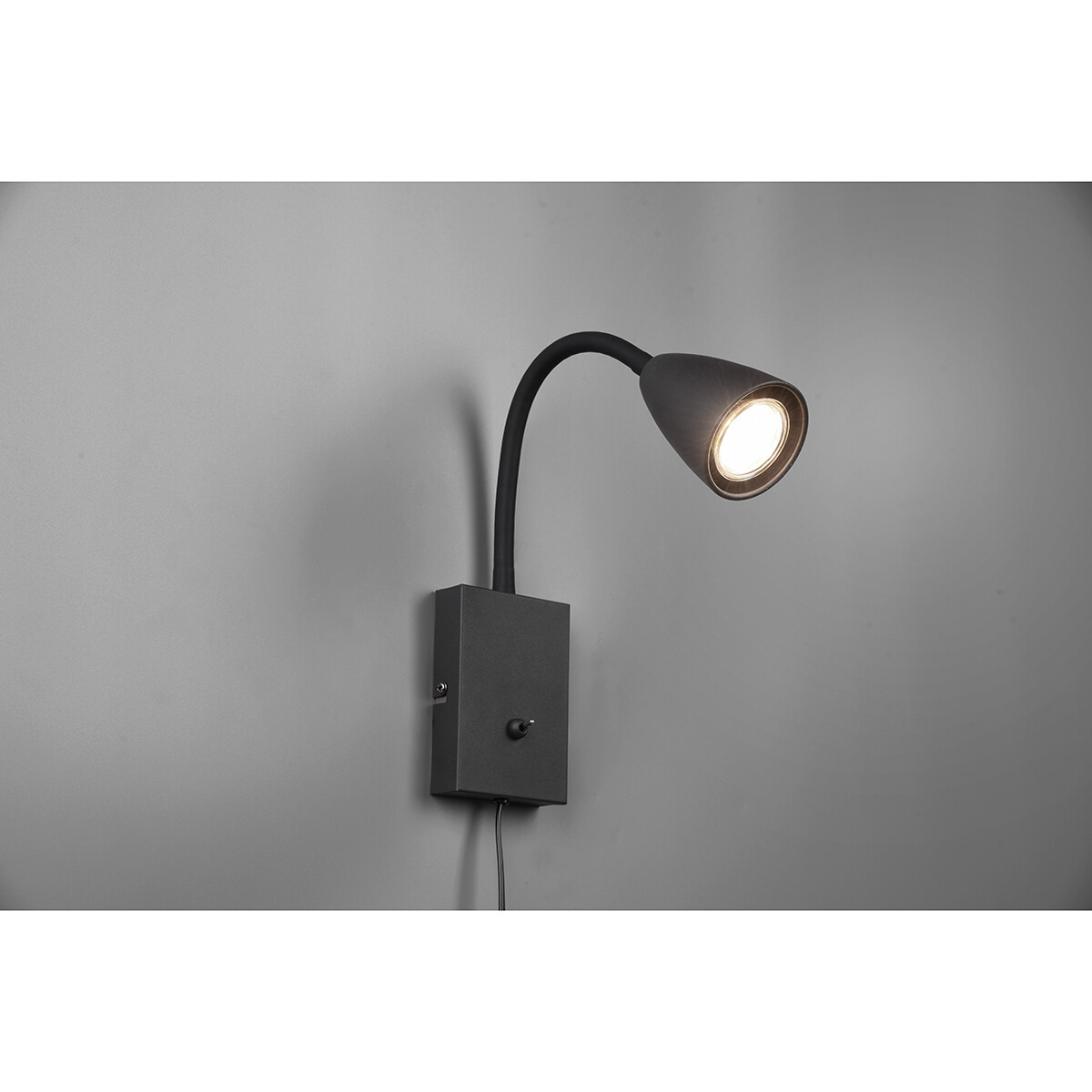 LED Wandspot - Wandverlichting - Trion Wolly - GU10 Fitting - 1-lichts - Rechthoek - Mat Zwart - Aluminium