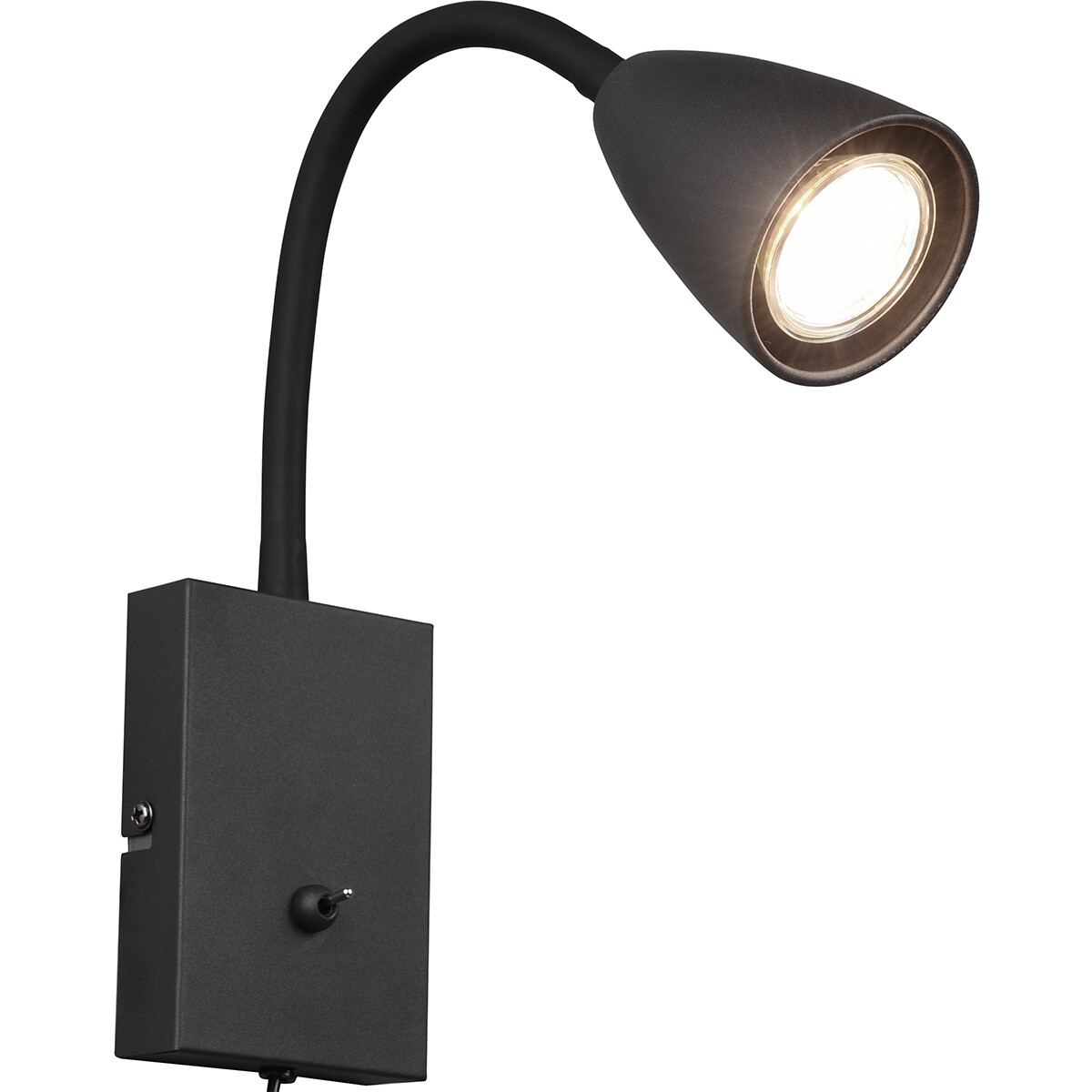 LED Wandspot - Wandverlichting - Trion Wolly - GU10 Fitting - 1-lichts - Rechthoek - Mat Zwart - Aluminium product afbeelding