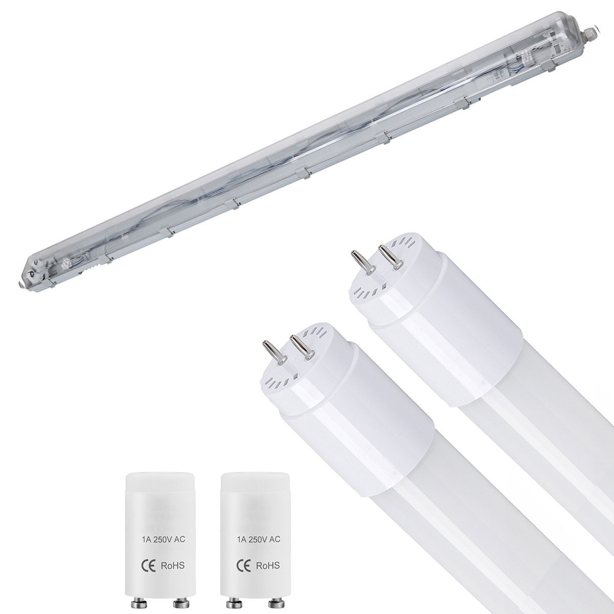 LED Waterdichte TL Armatuur met T8 G13 Buizen - Velvalux Strela - 150cm - Dubbel - Koppelbaar - Waterdicht IP65 - 40W 4800lm - 840 Natuurlijk Wit 4000K | Vervangt 294W