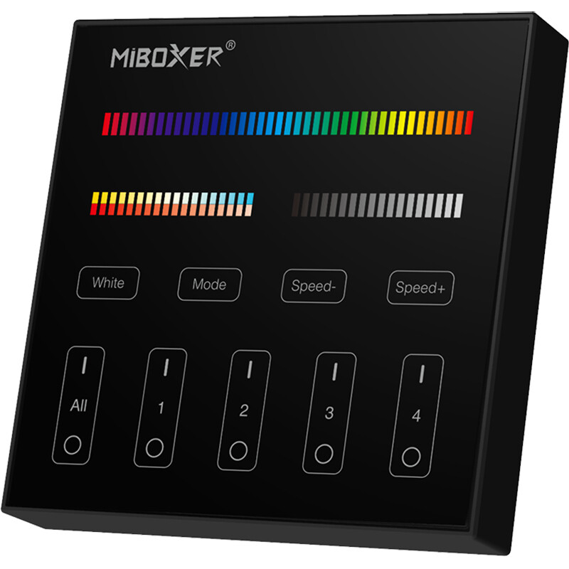 Mi-Light MiBoxer - Smart Touch Wandbediening - RGB+CCT - 4 Zone - Mat Zwart product afbeelding