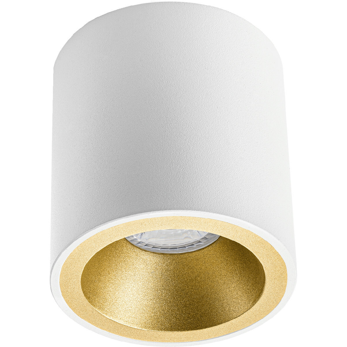 Opbouwspot 10 Pack - Pragmi Cliron Pro - GU10 Fitting - Opbouw Rond - Mat Wit/Goud - Aluminium - Verdiept - Ø90mm