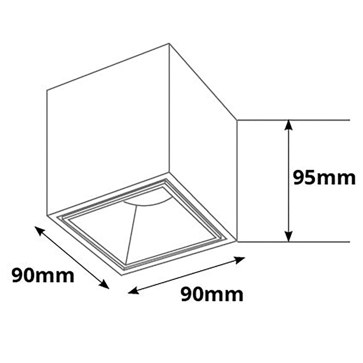 Opbouwspot GU10 - Pragmi Cliron Pro - Opbouw Vierkant - Mat Wit - Aluminium - Verdiept - 90mm