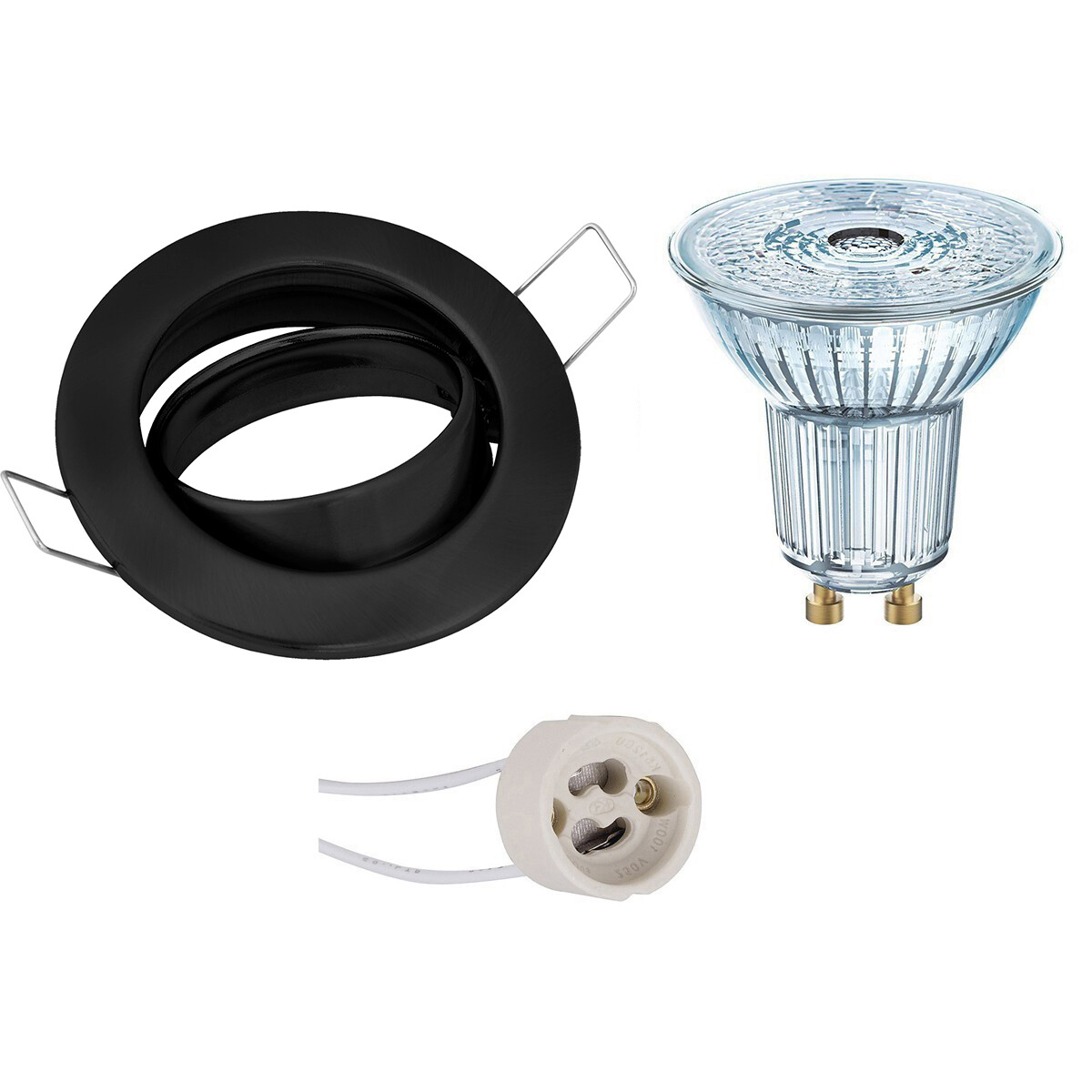 LED Spot Set - LEDVANCE Parathom PAR16 927 36D - GU10 Fitting - Dimbaar - Inbouw Rond - Mat Zwart - 3.4W - Warm Wit 2700K - Kantelbaar Ø82mm