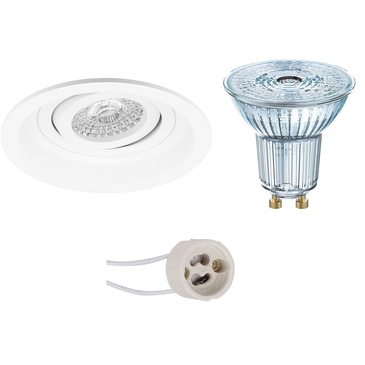 LED Spot Set - OSRAM Parathom PAR16 927 36D - Pragmi Domy Pro - GU10 Fitting - Dimbaar - Inbouw Rond - Mat Wit - 3.7W - Warm Wit 2700K - Verdiept - Kantelbaar - Ø105mm