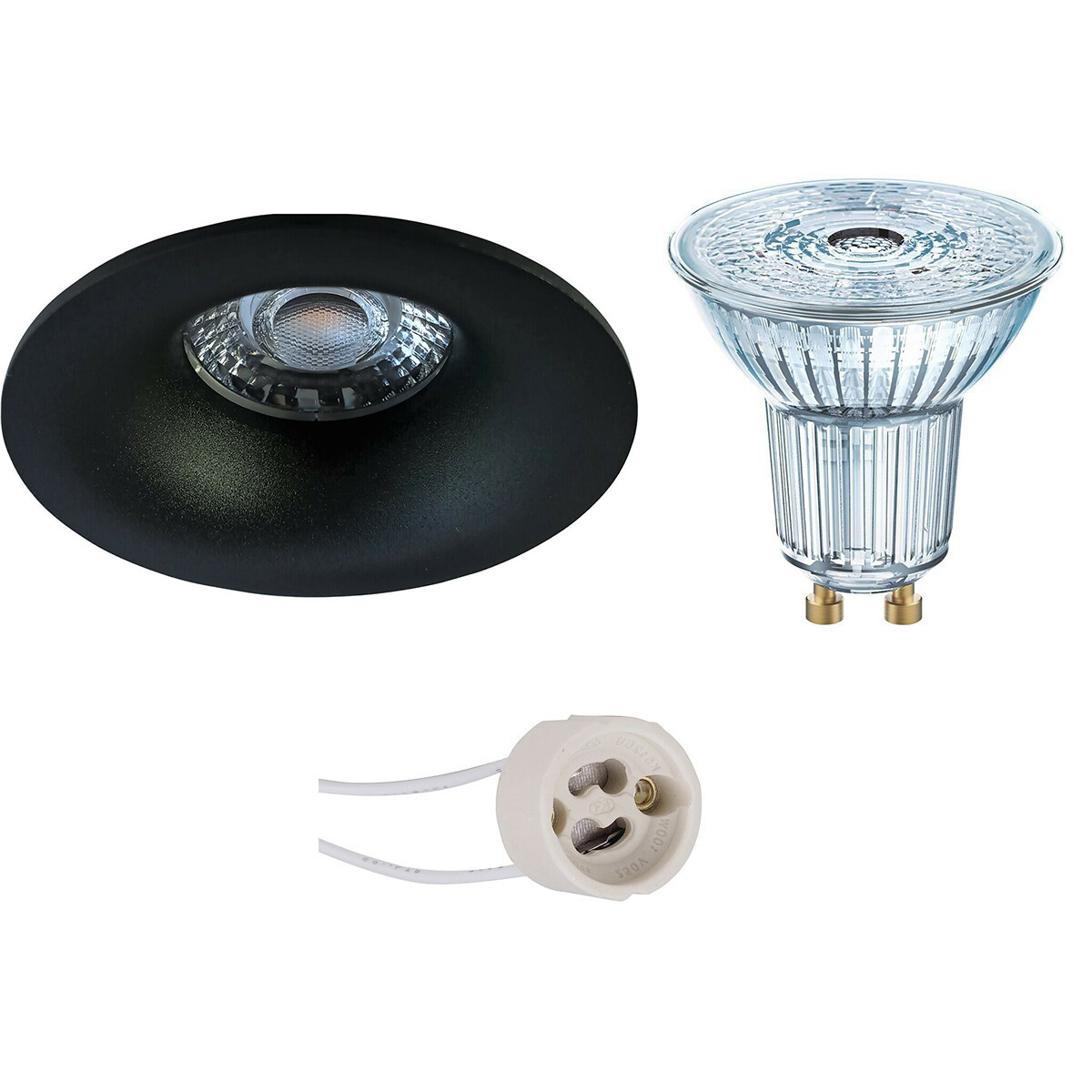 LED Spot Set - LEDVANCE Parathom PAR16 927 36D - Pragmi Nora Pro - GU10 Fitting - Dimbaar - Inbouw Rond - Mat Zwart - 4.5W - Warm Wit 2700K - Ø82mm