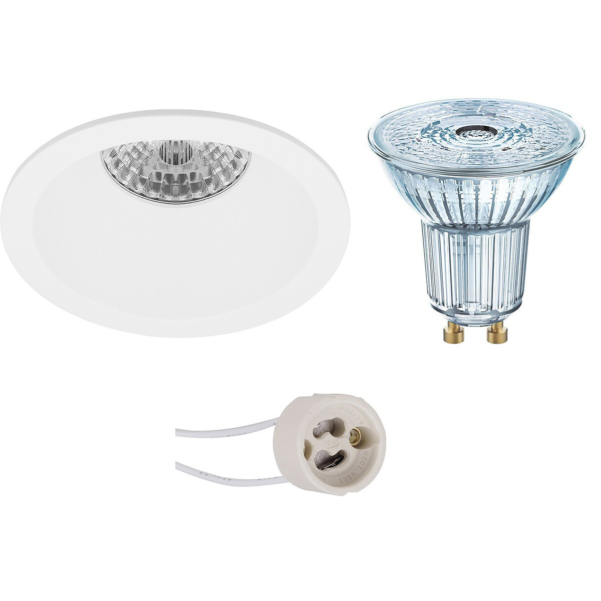 OSRAM LED Spot Set Parathom PAR16 930 36D Pragmi Pollon Pro GU10 Fitting Dimbaar Inbouw Rond Mat Wit