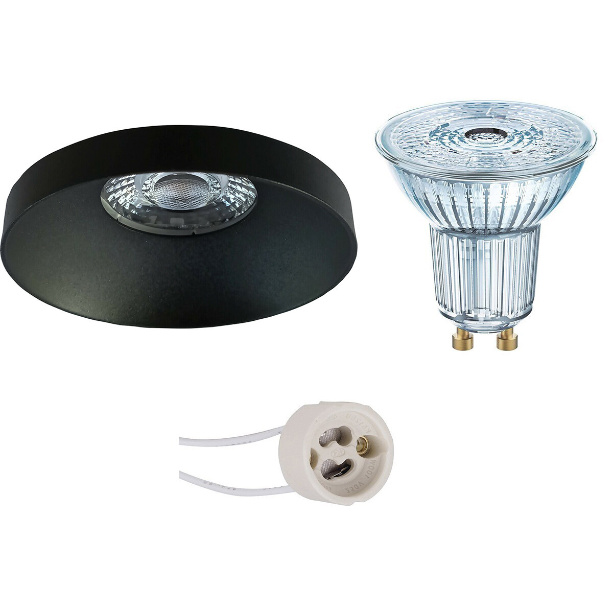 LED Spot Set - LEDVANCE Parathom PAR16 930 36D - Pragmi Vrito Pro - GU10 Fitting - Dimbaar - Inbouw Rond - Mat Zwart - 3.4W - Warm Wit 3000K - Ø82mm