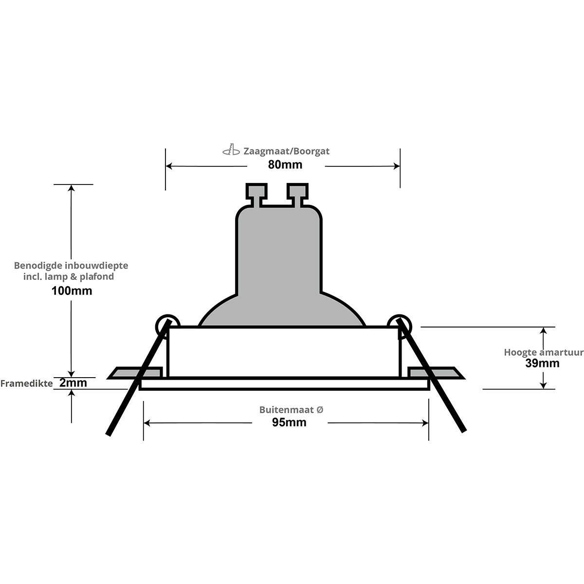 LED Spot Set - LEDVANCE Parathom PAR16 940 36D - Pragmi Zano Pro - GU10 Fitting - Dimbaar - Inbouw Rond - Mat Zwart - 3.4W - Natuurlijk Wit 4000K - Kantelbaar - Ø93mm