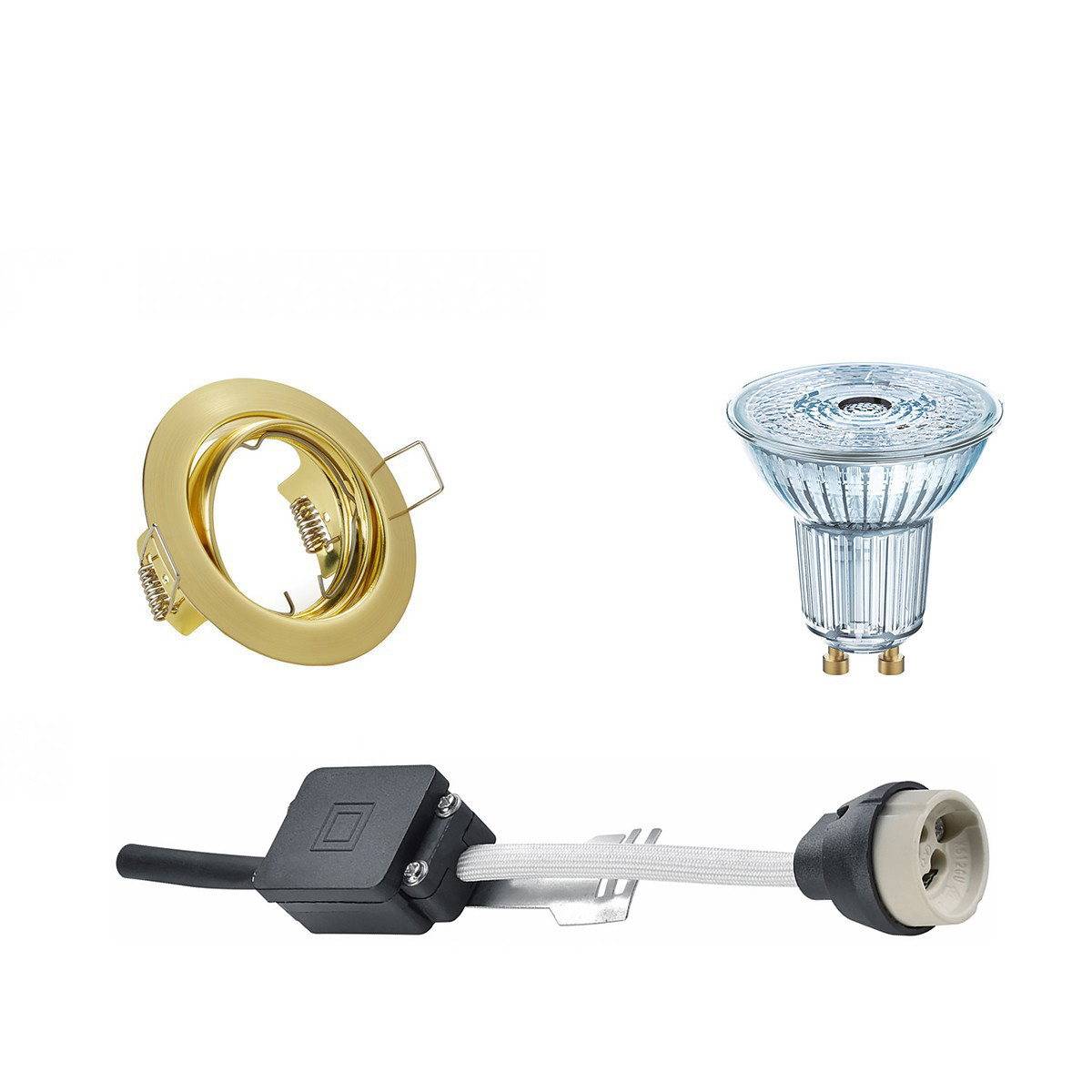 OSRAM LED Spot Set Parathom PAR16 930 36D GU10 Fitting Dimbaar Inbouw Rond Mat Goud 3.7W Warm Wit 30