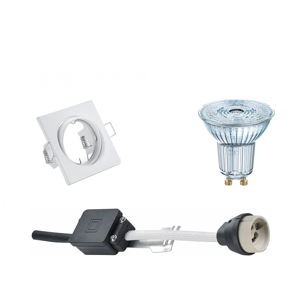 LED Spot Set - LEDVANCE Parathom PAR16 927 36D - GU10 Fitting - Dimbaar - Inbouw Vierkant - Mat Wit - 4.5W - Warm Wit 2700K - Kantelbaar 80mm