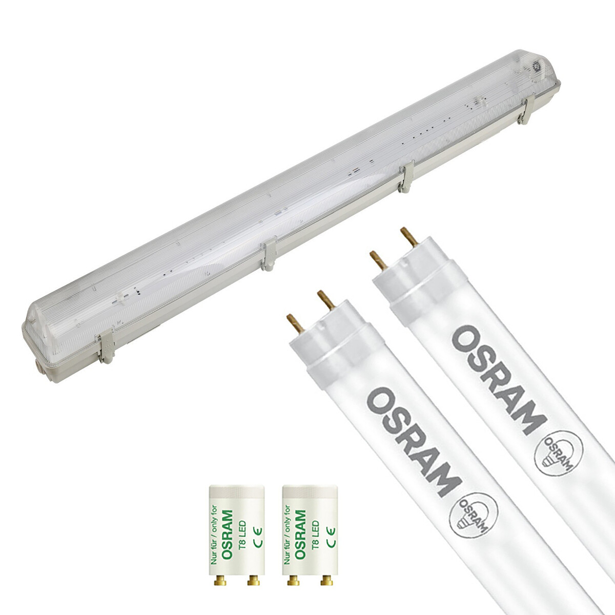 LED TL Armatuur met T8 Buis - OSRAM SubstiTUBE Value EM 830 - Aigi Hari - 120cm Dubbel - 32.4W - Warm Wit 3000K