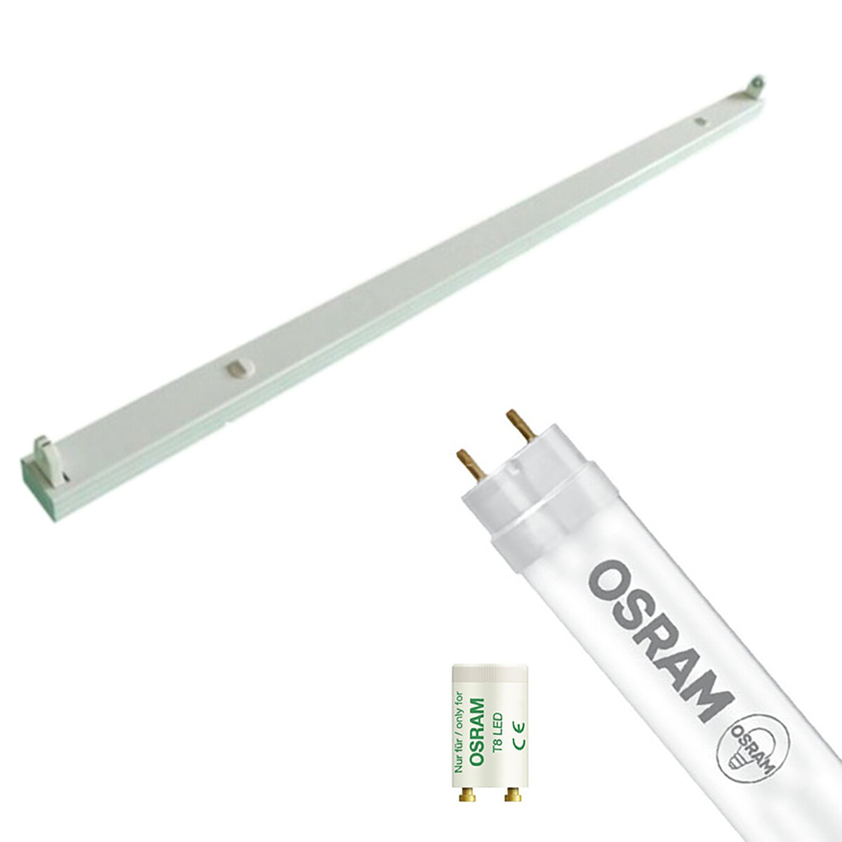 LED TL Armatuur met T8 Buis - OSRAM SubstiTUBE Value EM 840 - Aigi Dybolo - 120cm Enkel - 16.2W - Natuurlijk Wit 4000K