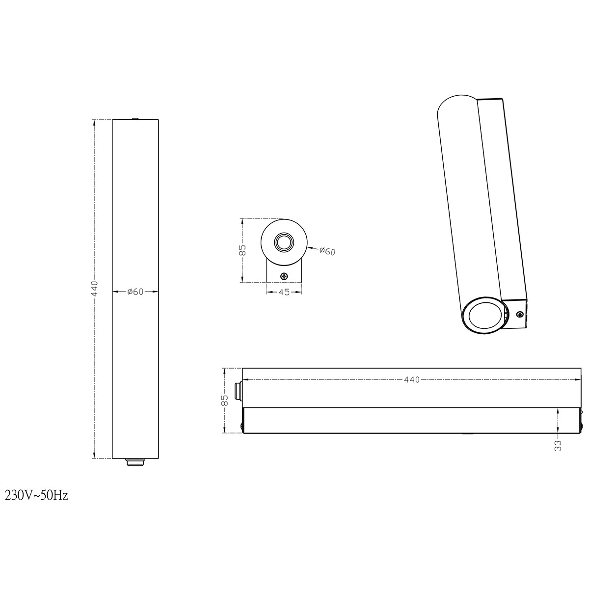 LED Wandlamp - Trion Kalian - 6W - Warm Wit 3000K - Rechthoek - Mat Chroom - Aluminium - OSRAM LEDs