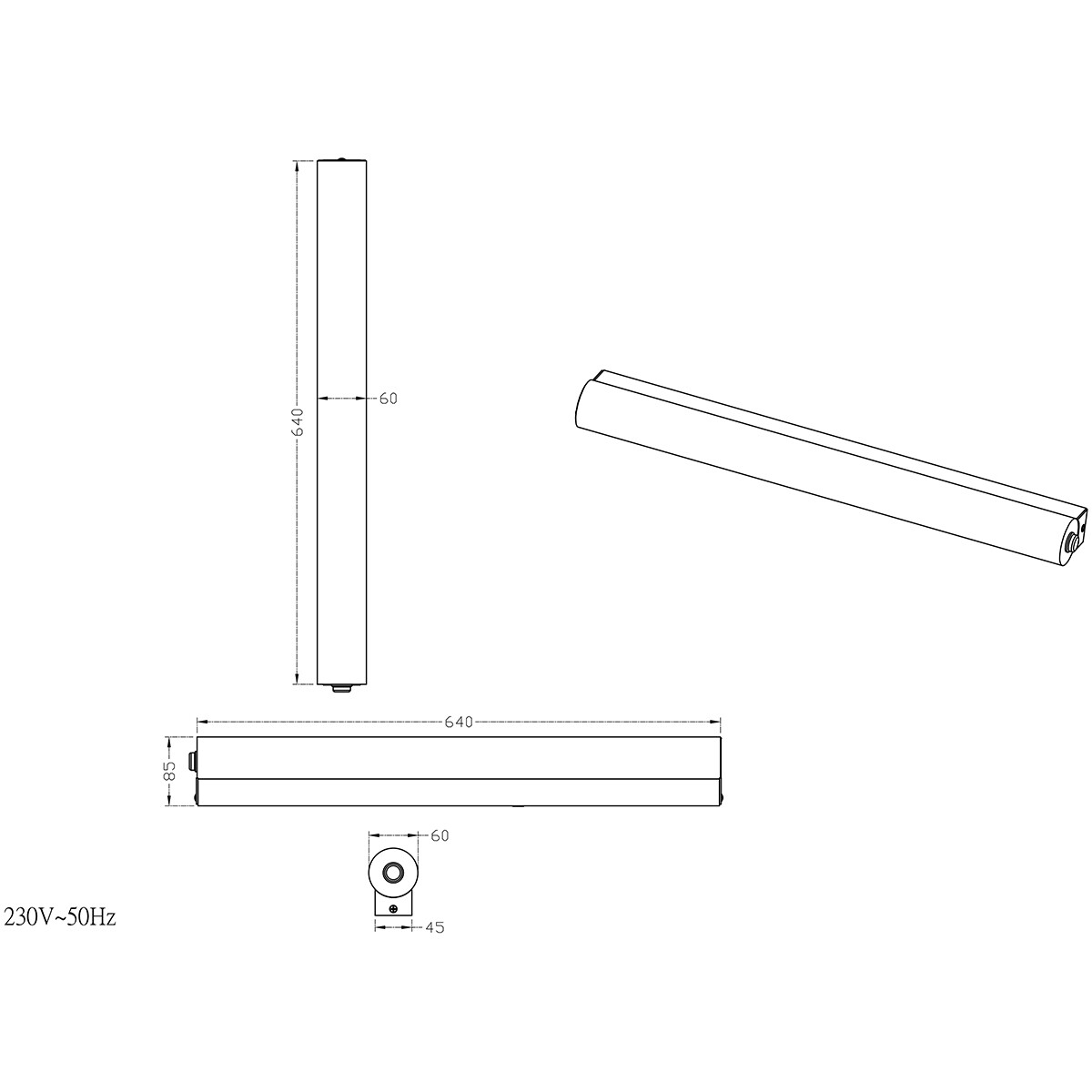 LED Wandlamp - Trion Kalian - 9W - Warm Wit 3000K - Rechthoek - Mat Chroom - Aluminium - OSRAM LEDs