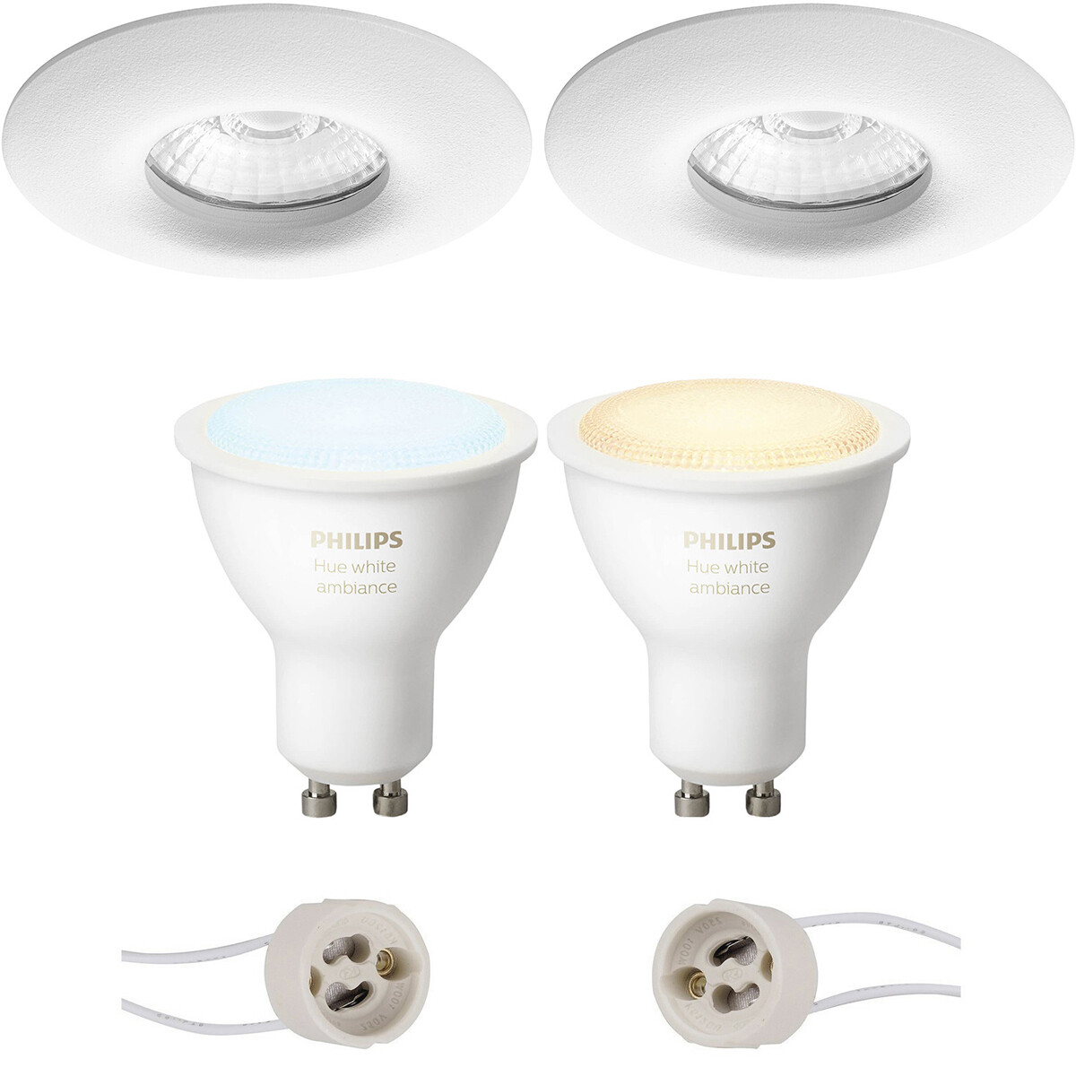 Pragmi Luno Pro - Waterdicht IP65 - Inbouw Rond - Mat Wit - Ø82mm - Philips Hue - LED Spot Set GU10 - White Ambiance - Bluetooth