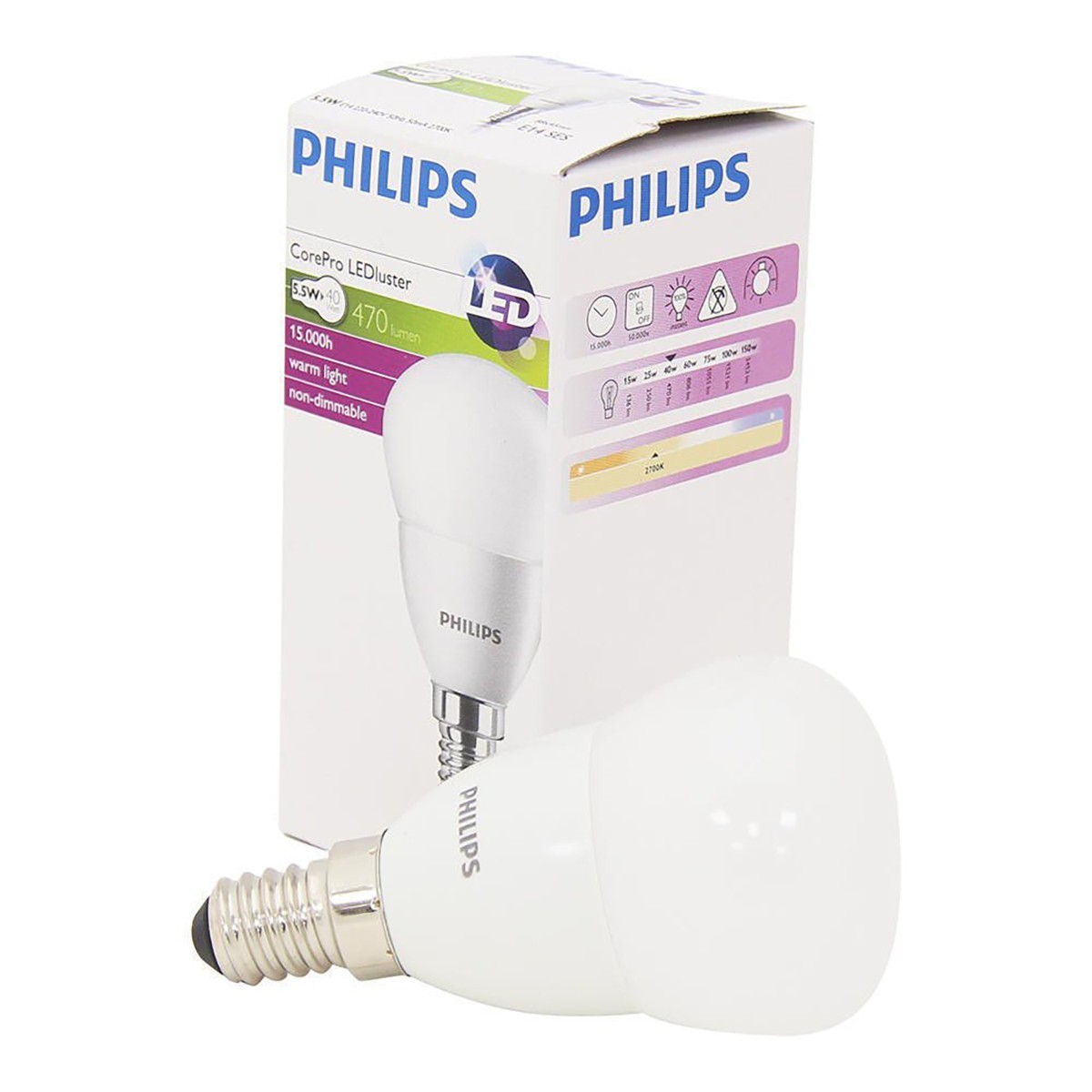 PHILIPS - LED Lamp 10 Pack - CorePro Lustre 827 P45 FR - E14 Fitting - 5.5W - Warm Wit 2700K | Vervangt 40W