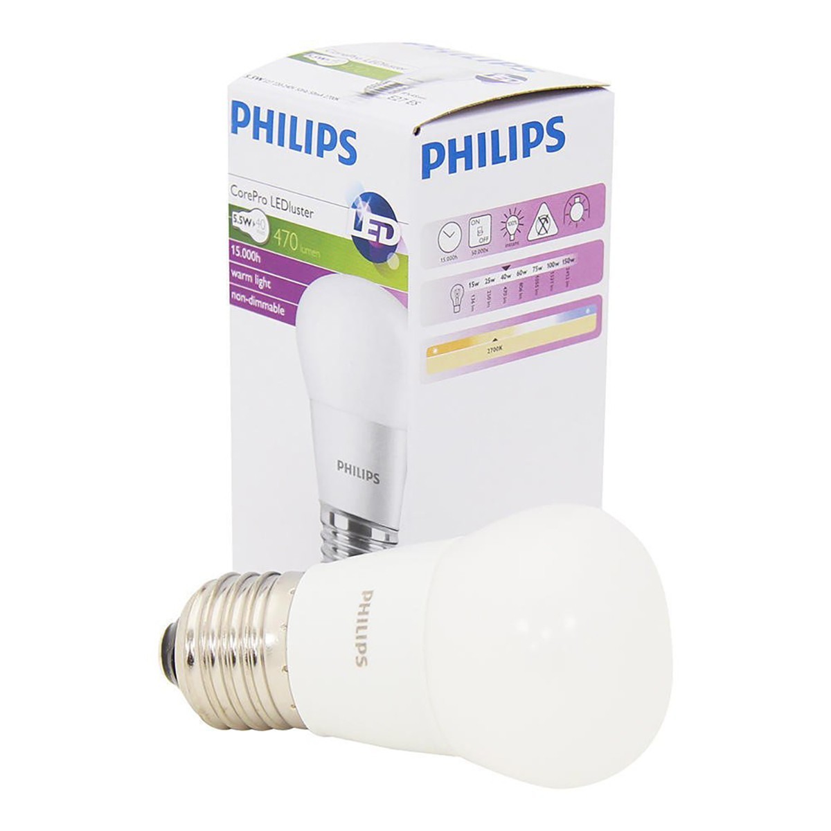 PHILIPS - LED Lamp 10 Pack - CorePro Lustre 827 P45 FR - E27 Fitting - 5.5W - Warm Wit 2700K | Vervangt 40W