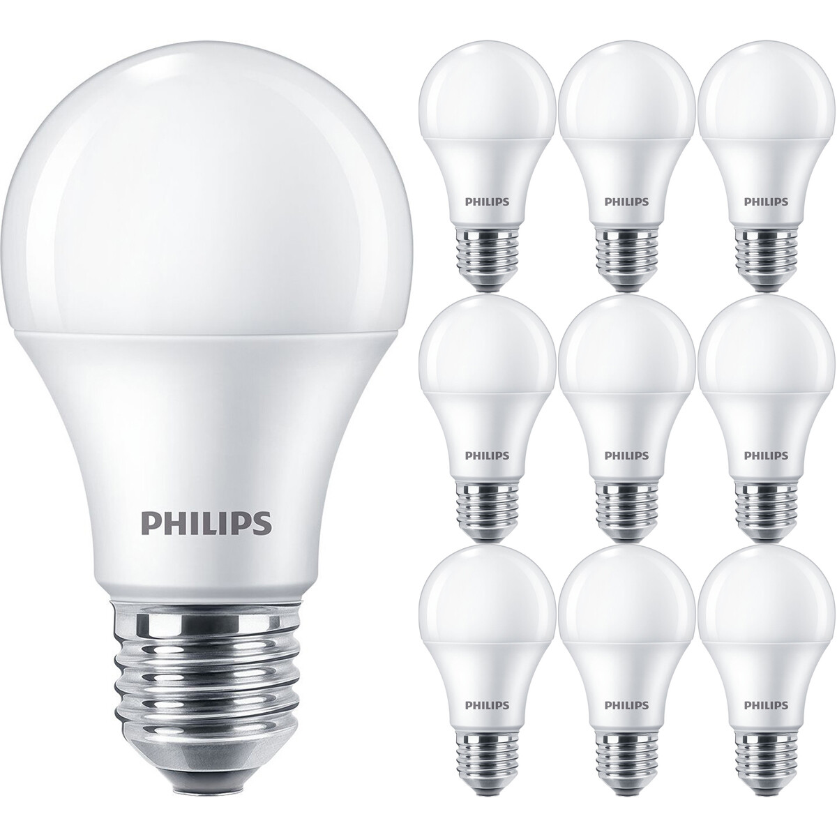 PHILIPS LED Lamp E27 10 Pack Corepro LEDbulb E27 Peer Mat 10W 1055lm 827 Zeer Warm Wit 2700K | Verva