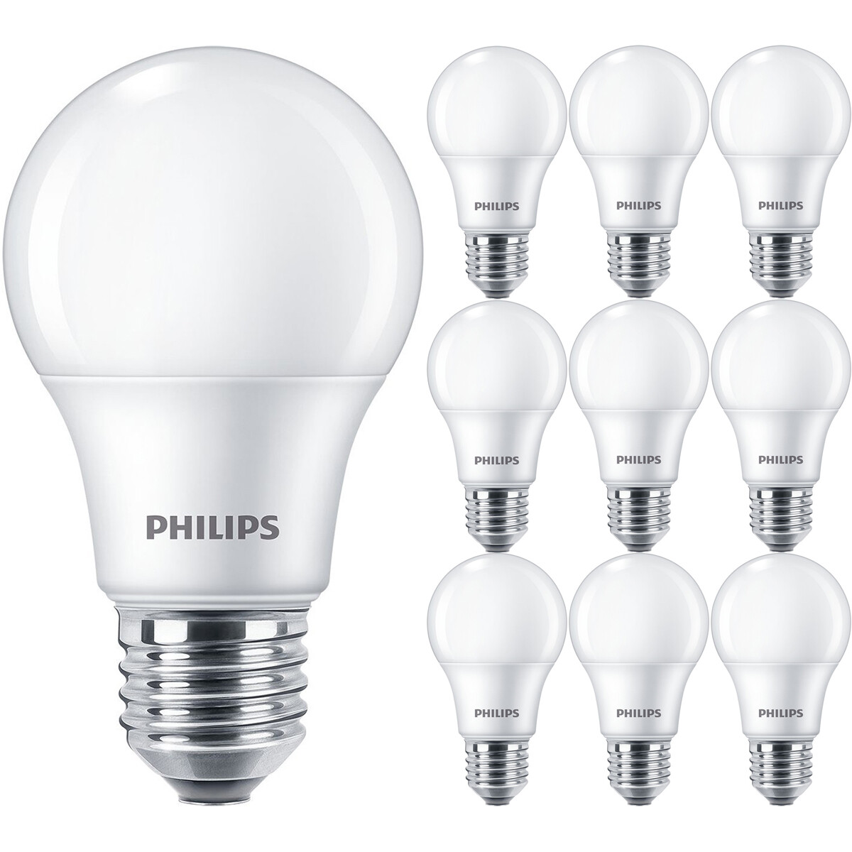 PHILIPS LED Lamp E27 10 Pack Corepro LEDbulb E27 Peer Mat 8W 806lm 840 Natuurlijk Wit 4000K | Vervan