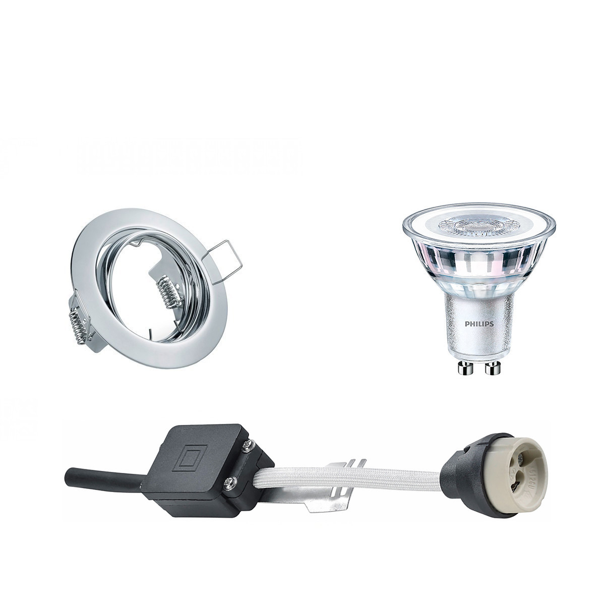 LED Spot Set - GU10 Fitting - Inbouw Rond - Glans Chroom - Kantelbaar Ø83mm - Philips - CorePro 840 36D - 4W - Natuurlijk Wit 4000K - Dimbaar