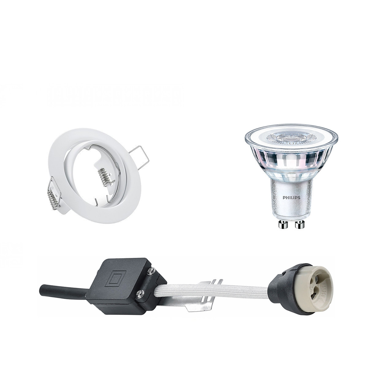 LED Spot Set GU10 Fitting Inbouw Rond Mat Wit Kantelbaar Ø83mm Philips CorePro 827 36D 4.6W Warm Wit