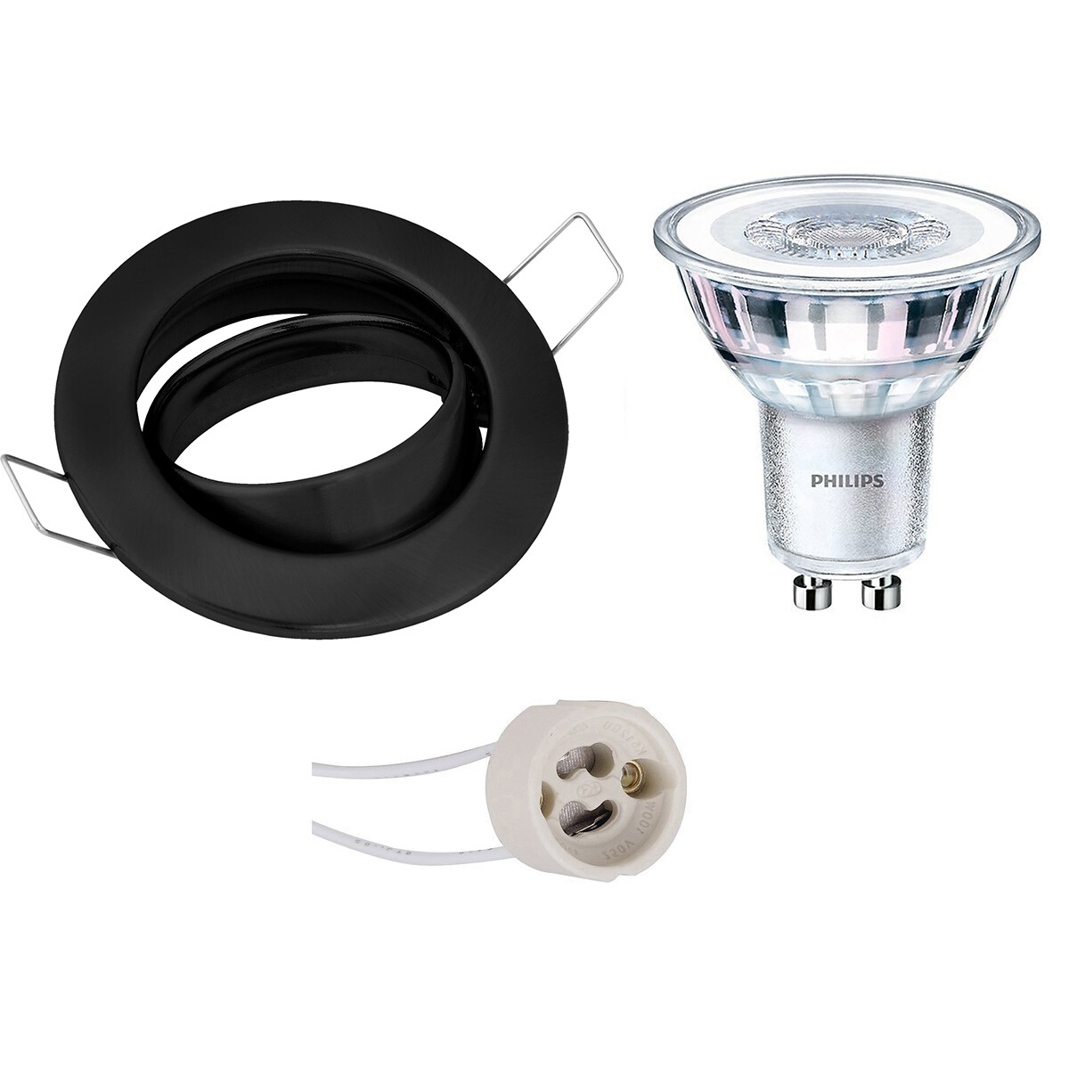 LED Spot Set - GU10 Fitting - Inbouw Rond - Mat Zwart - Kantelbaar Ø82mm - Philips - CorePro 827 36D - 4W - Warm Wit 2700K - Dimbaar