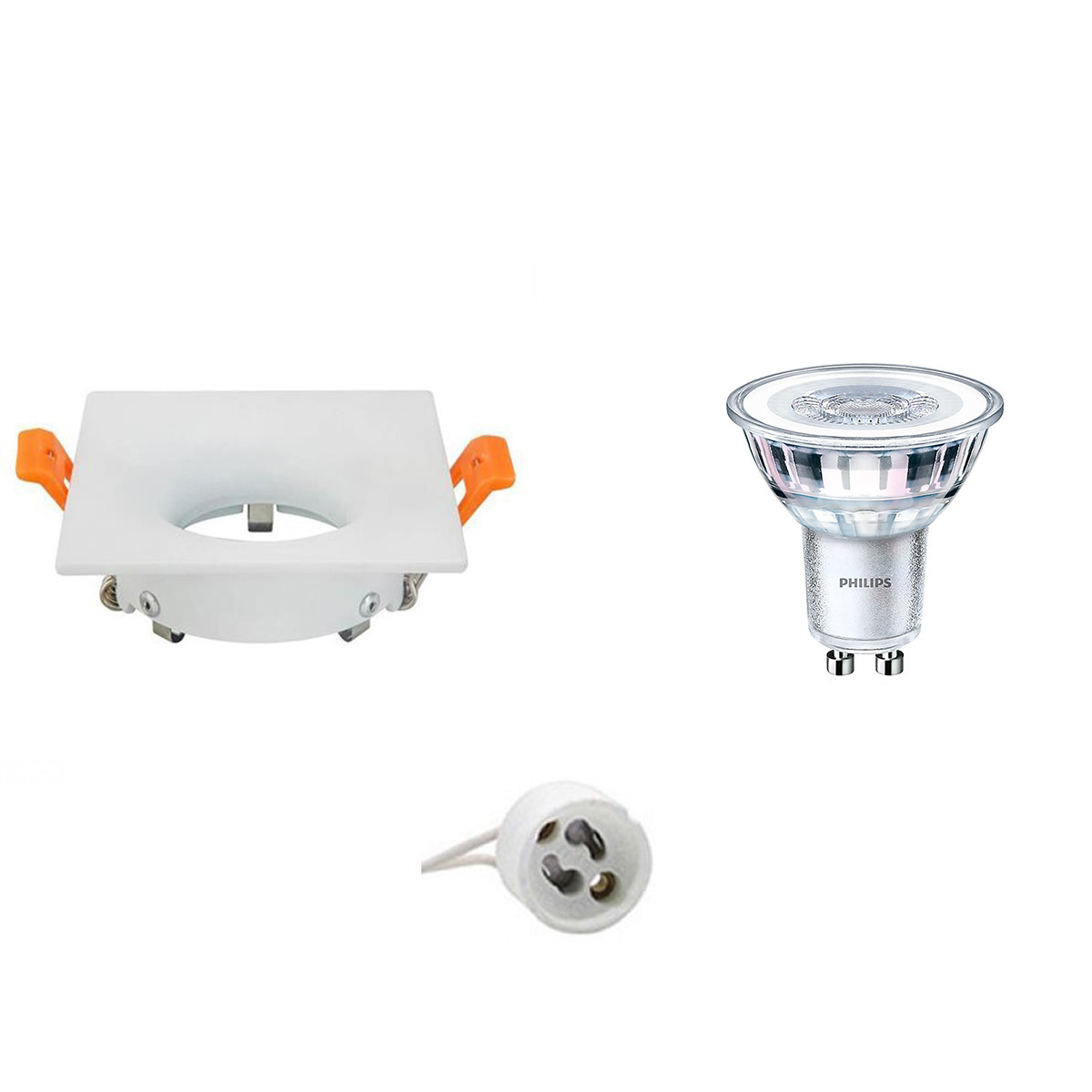 LED Spot Set - GU10 Fitting - Inbouw Vierkant - Mat Wit - 85mm - Philips - CorePro 830 36D - 3.5W - Warm Wit 3000K