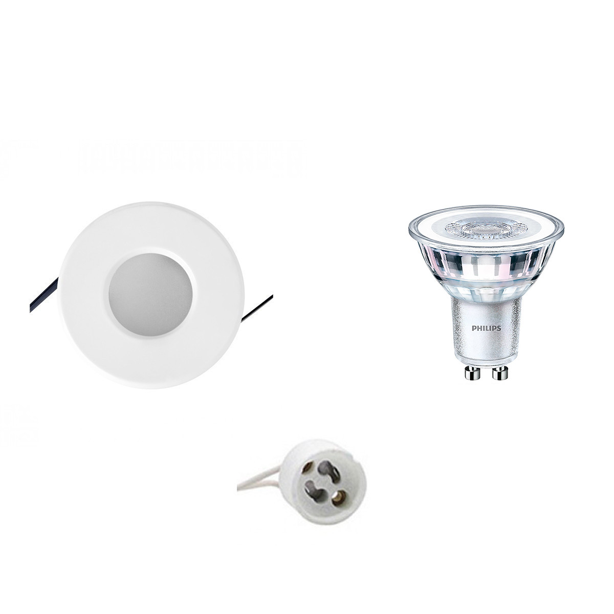 LED Spot Set - Aigi - GU10 Fitting - Waterdicht IP65 - Inbouw Rond - Mat Wit - Ø82mm - Philips - CorePro 830 36D - 3.5W - Warm Wit 3000K