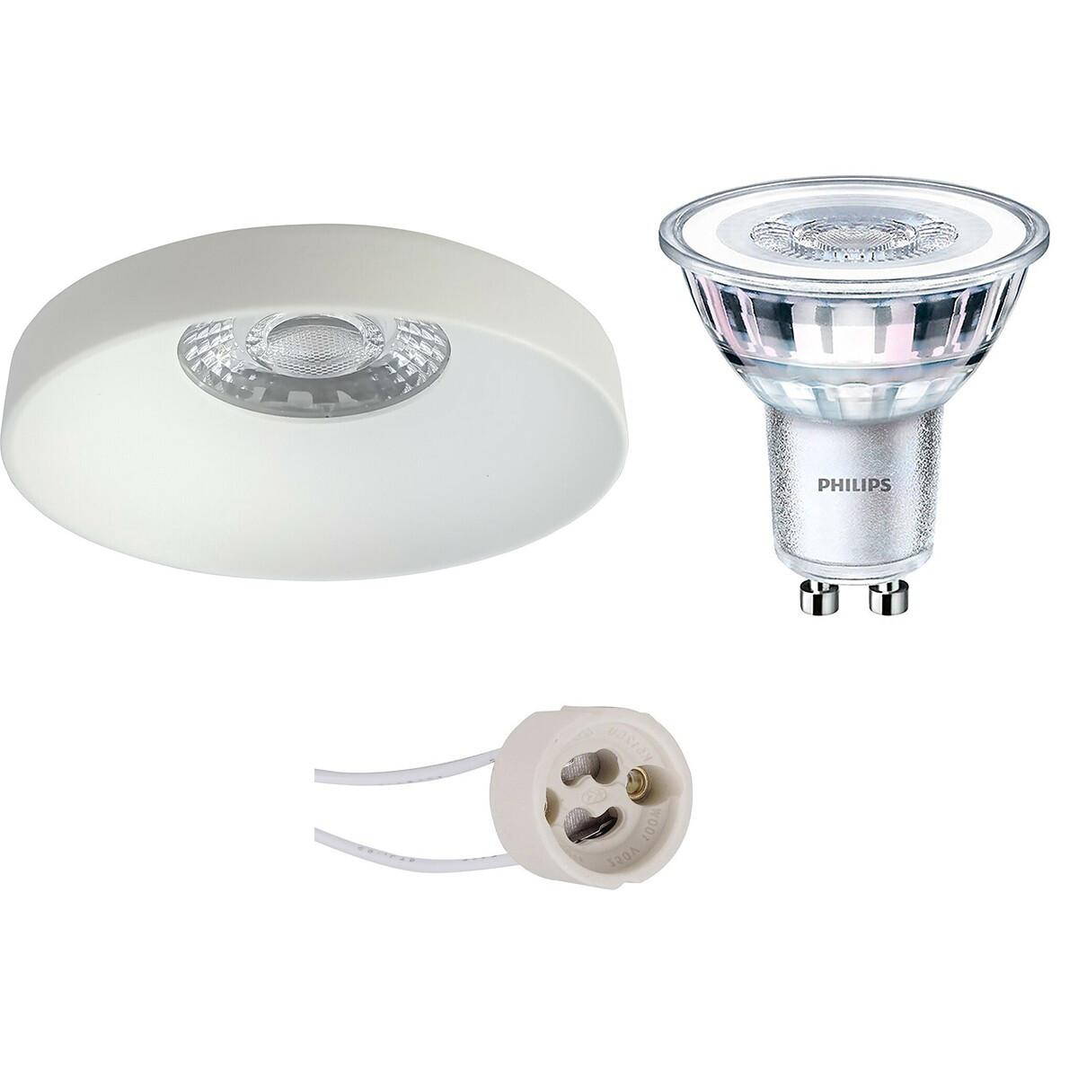 LED Spot Set - Pragmi Vrito Pro - GU10 Fitting - Inbouw Rond - Mat Wit - Ø82mm - Philips - CorePro 827 36D - 3.5W - Warm Wit 2700K