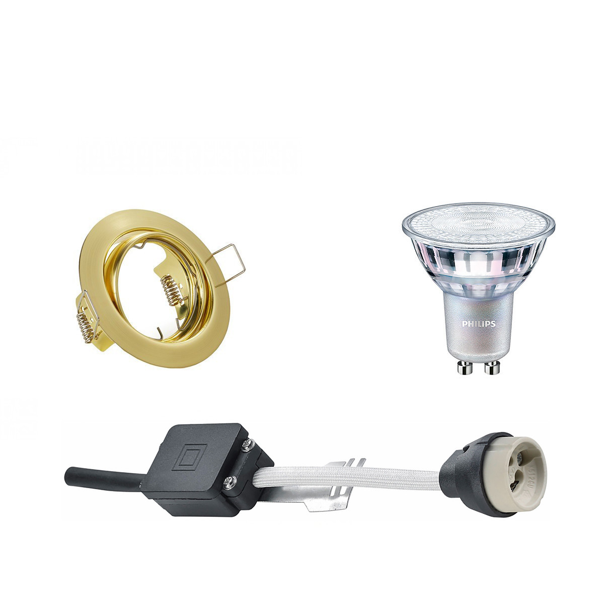 LED Spot Set - GU10 Fitting - Inbouw Rond - Mat Goud - Kantelbaar Ø83mm - Philips - MASTER 927 36D VLE - 3.7W - Warm Wit 2200K-2700K - DimTone Dimbaar