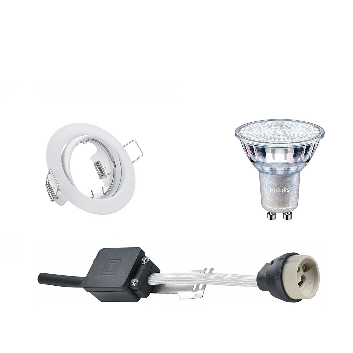 LED Spot Set - GU10 Fitting - Inbouw Rond - Mat Wit - Kantelbaar Ø83mm - Philips - MASTER 927 36D VLE - 3.7W - Warm Wit 2200K-2700K - DimTone Dimbaar