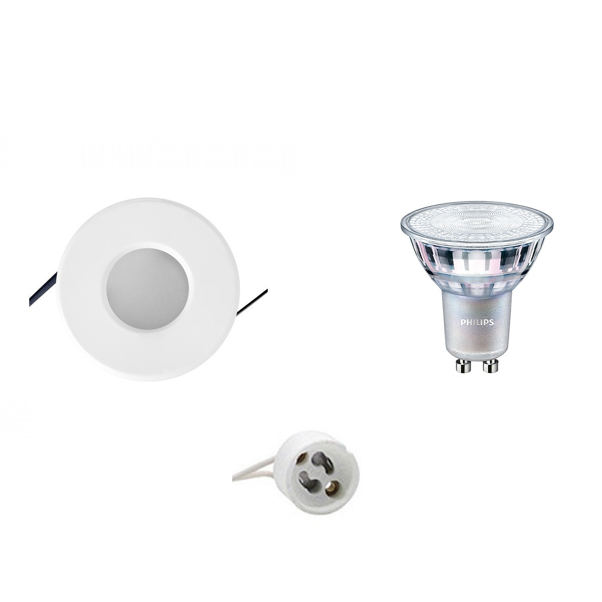 LED Spot Set - Aigi - GU10 Fitting - Waterdicht IP65 - Inbouw Rond - Mat Wit - Ø82mm - Philips - MASTER 927 36D VLE - 3.7W - Warm Wit 2200K-2700K - DimTone Dimbaar