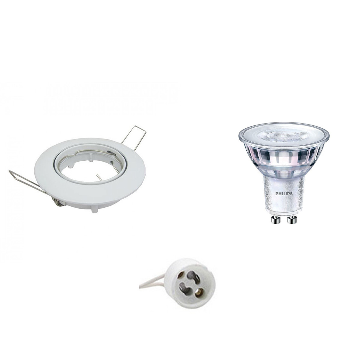 LED Spot Set - Aigi - GU10 Fitting - Inbouw Rond - Glans Wit - Kantelbaar Ø82mm - Philips - SceneSwitch 827 36D - 1.5W - 5W - Warm Wit 2200K-2700K - Dimbaar