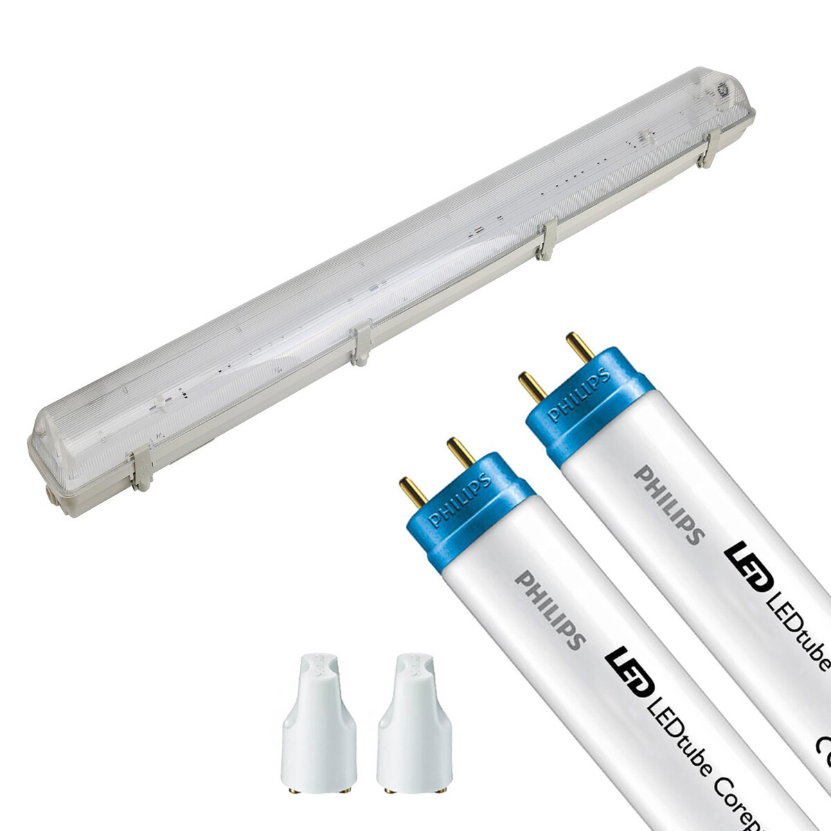 LED TL Armatuur met T8 Buis Aigi Hari 120cm Dubbel Philips CorePro LEDtube EM 865 29W Helder-Koud Wi