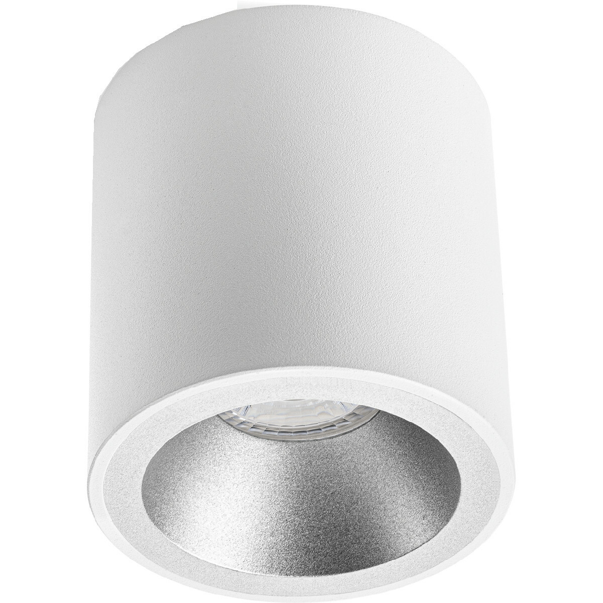 Opbouwspot Set - Pragmi Cliron Pro - GU10 Fitting - Opbouw Rond - Mat Wit/Zilver - Verdiept - Ø90mm - Philips - CorePro 840 36D - 5W - Natuurlijk Wit 4000K - Dimbaar