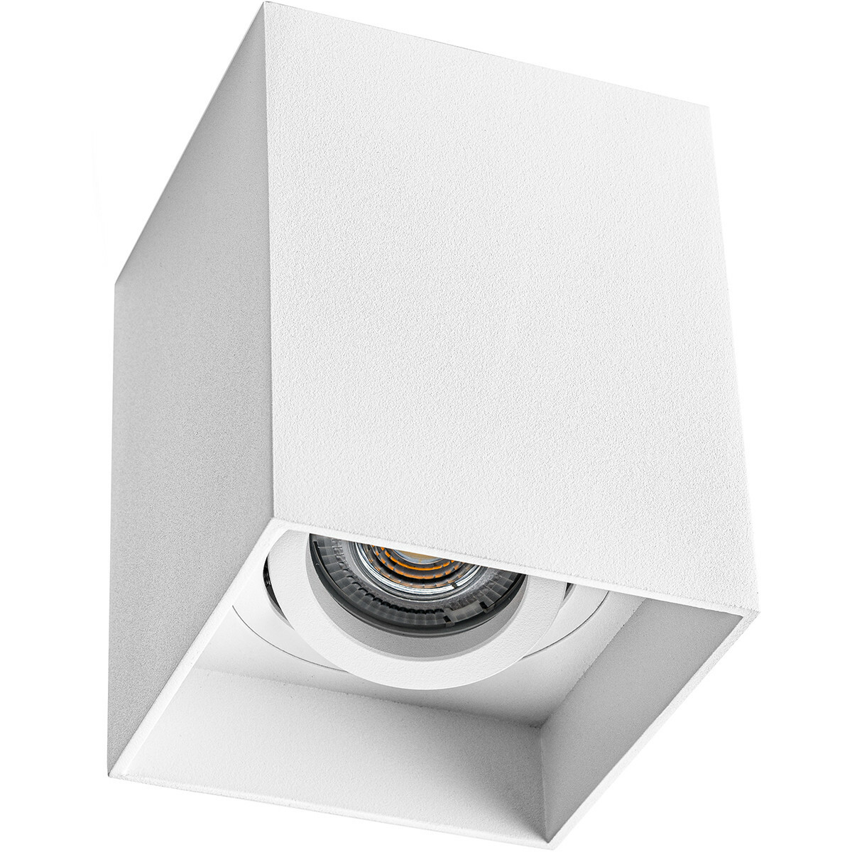 Opbouwspot Set - Pragmi Luxina Pro - GU10 Fitting - Opbouw Vierkant - Mat Wit - Verdiept - Kantelbaar - 90mm - Philips - CorePro 840 36D - 4W - Natuurlijk Wit 4000K - Dimbaar