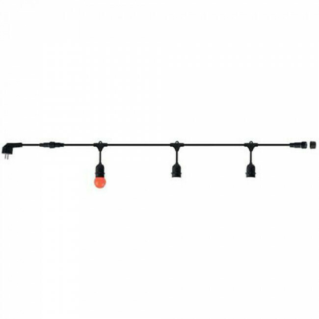 Prikkabel - Lichtsnoer - E27 Fitting - 10 Lampen - 10 Meter - 750W - Zwart