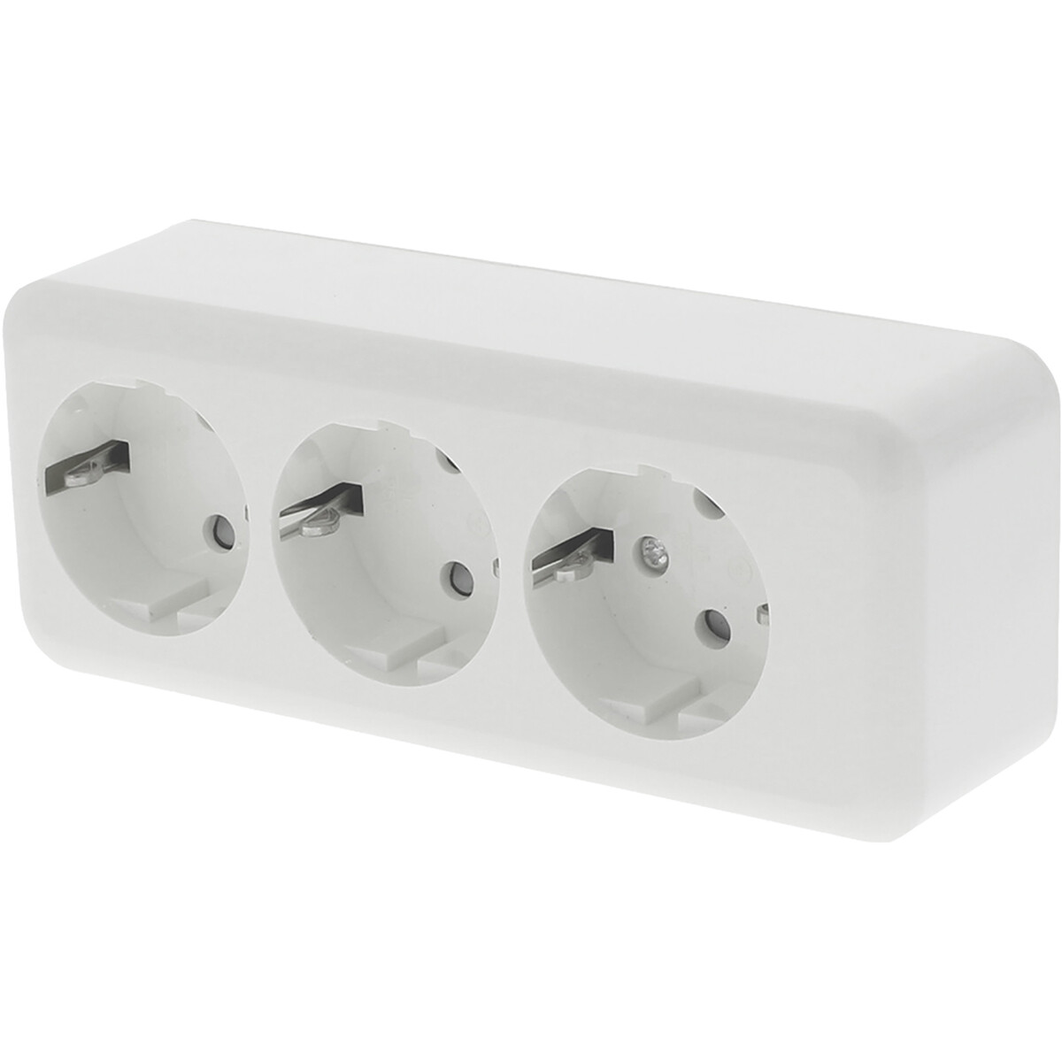 Q-LINK - Wandcontactdoos - Opbouw - 3-voudig Stopcontact - Randaarde - Kinderbeveiliging - Polarwit product afbeelding