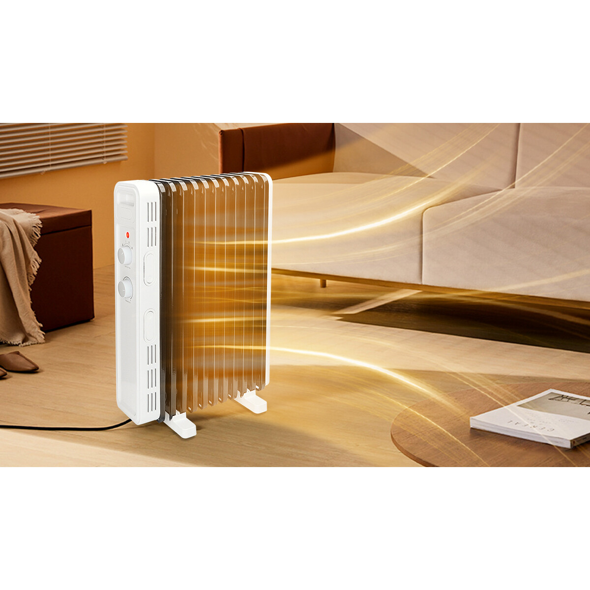 Radiator - Aigi Holo - 2300W - Oliegevulde Kachel - 3 Standen - Wit