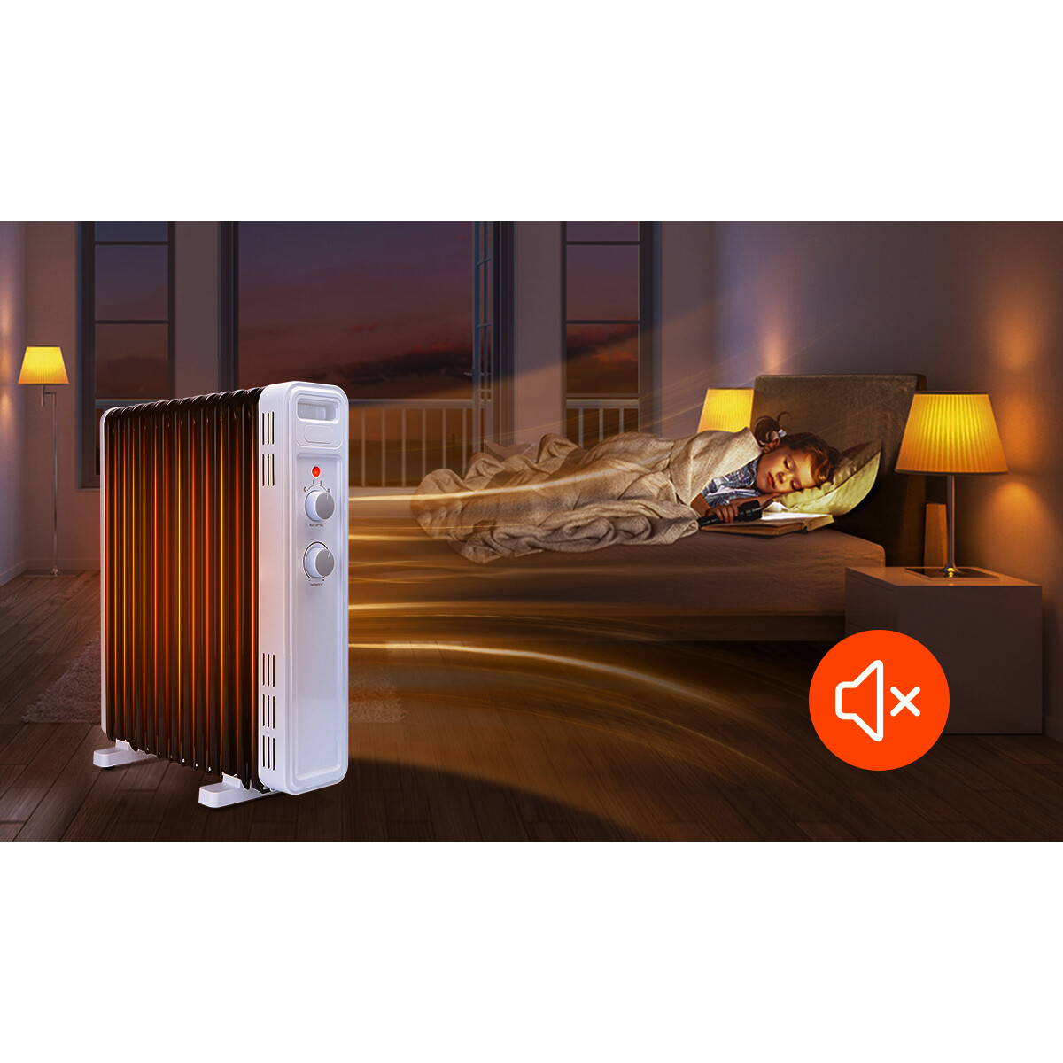 Radiator - Aigi Hube - 2500W - Oliegevulde Kachel - 3 Standen - Wit