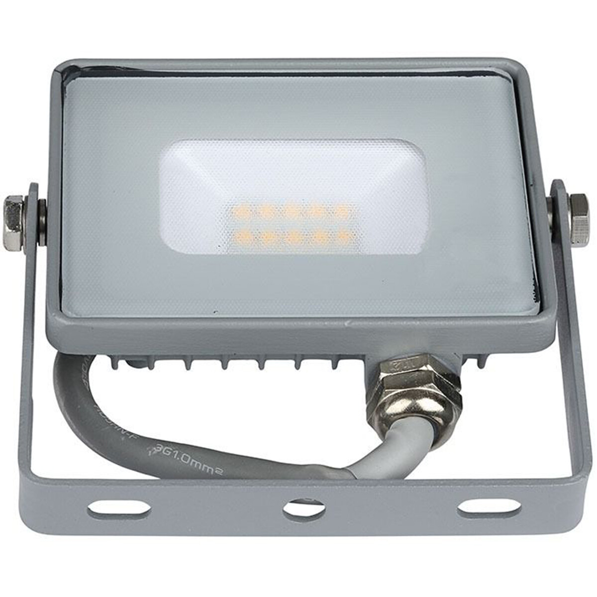 LED Bouwlamp 10 Watt - LED Schijnwerper - Viron Dana - Natuurlijk Wit 4000K - Mat Grijs - Aluminium - SAMSUNG LEDs