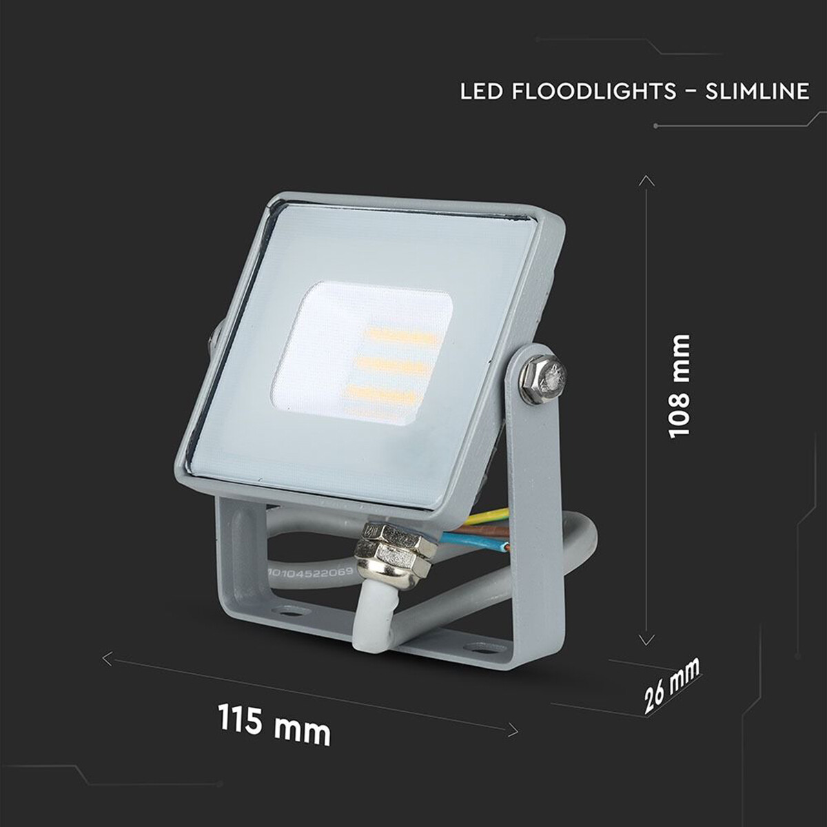 LED Bouwlamp 10 Watt - LED Schijnwerper - Viron Dana - Natuurlijk Wit 4000K - Mat Grijs - Aluminium - SAMSUNG LEDs