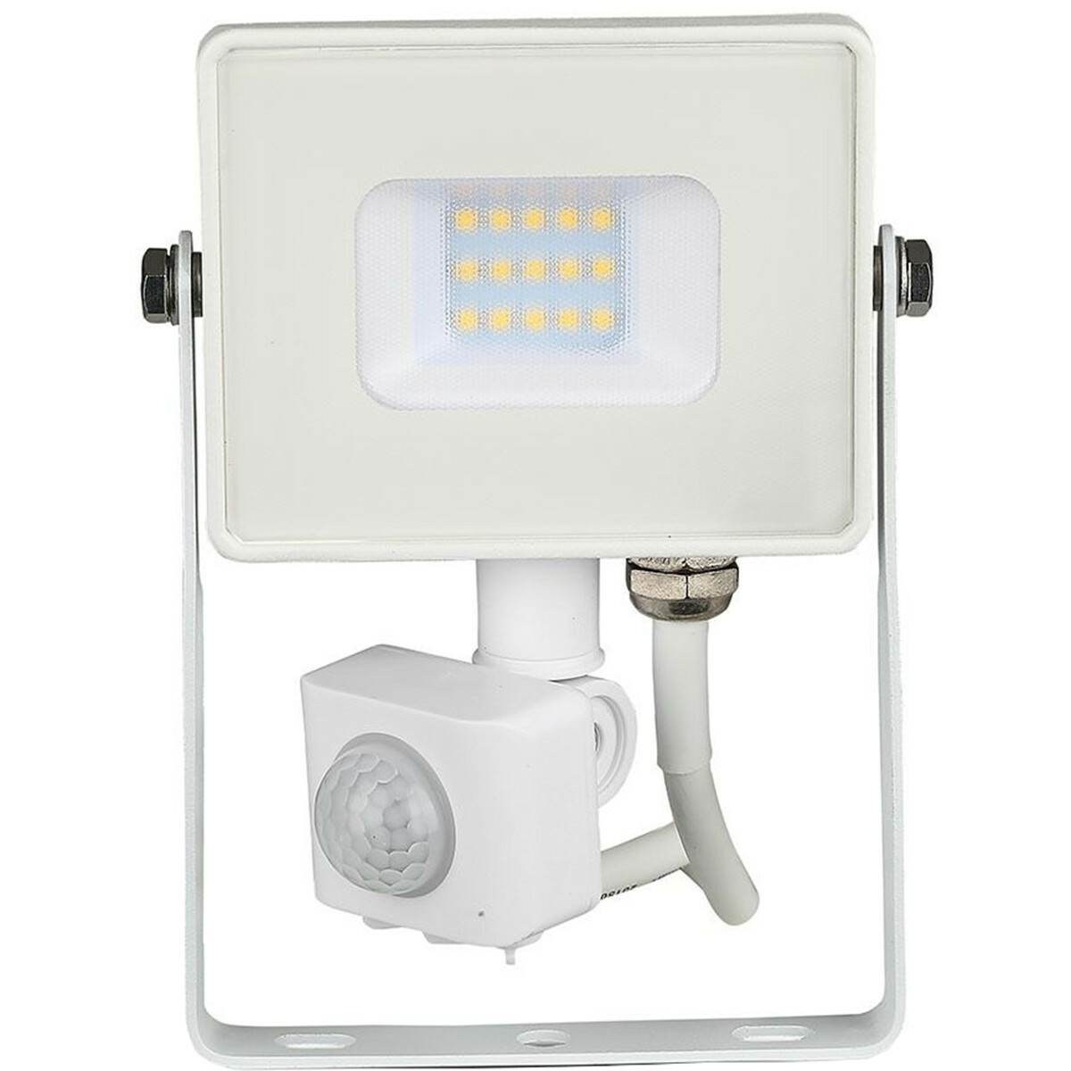 LED Bouwlamp 10 Watt met Sensor - LED Schijnwerper - Viron Dana - Natuurlijk Wit 4000K - Mat Wit - Aluminium - SAMSUNG LEDs