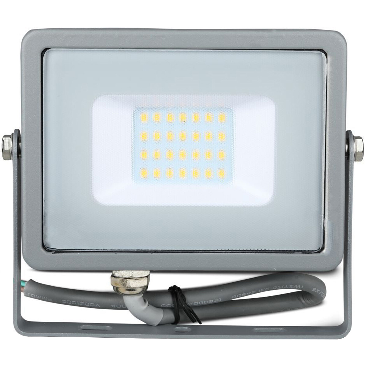 LED Bouwlamp 20 Watt - LED Schijnwerper - Viron Dana - Natuurlijk Wit 4000K - Mat Grijs - Aluminium - SAMSUNG LEDs