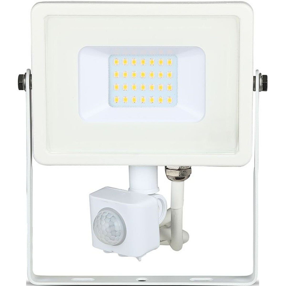 LED Bouwlamp 20 Watt met Sensor - LED Schijnwerper - Viron Dana - Helder/Koud Wit 6400K - Mat Wit - Aluminium - SAMSUNG LEDs