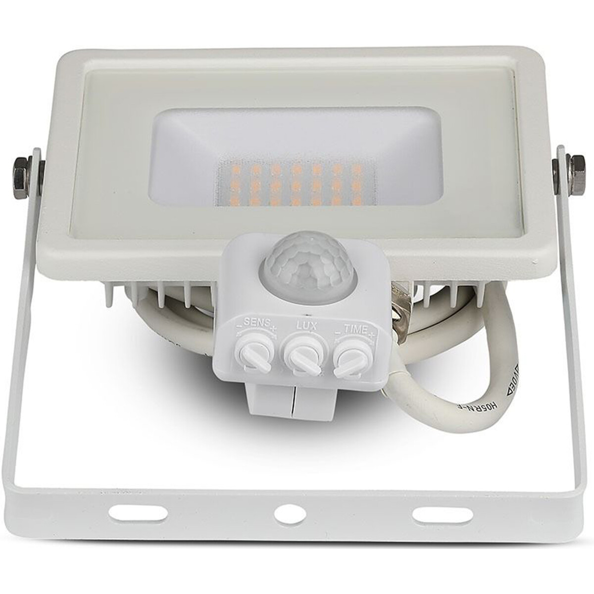 LED Bouwlamp 20 Watt met Sensor - LED Schijnwerper - Viron Dana - Helder/Koud Wit 6400K - Mat Wit - Aluminium - SAMSUNG LEDs