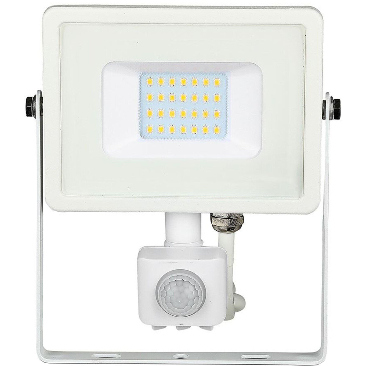 LED Bouwlamp 20 Watt met Sensor - LED Schijnwerper - Viron Dana - Helder/Koud Wit 6400K - Mat Wit - Aluminium - SAMSUNG LEDs