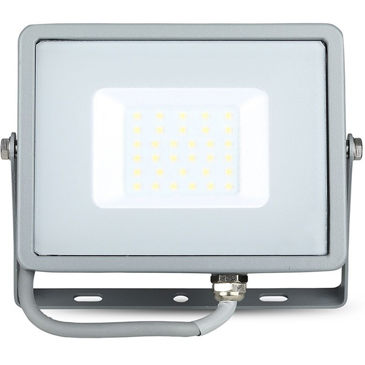 LED Bouwlamp 30 Watt - LED Schijnwerper - Viron Dana - Natuurlijk Wit 4000K - Mat Grijs - Aluminium - SAMSUNG LEDs